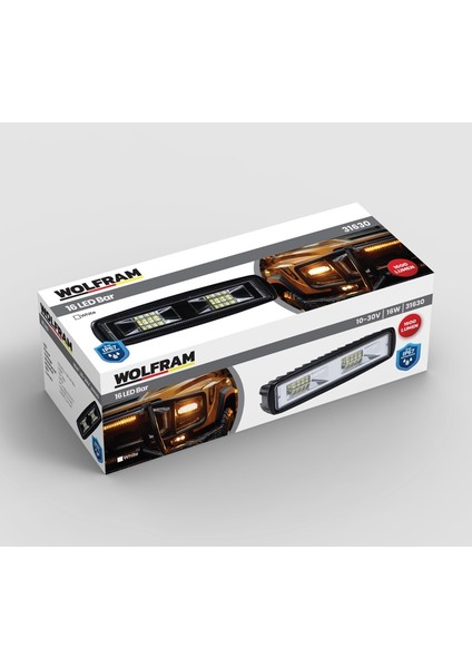 LED Gündüz Farı Alttan Bağlantı Dikdörtgen 12/24V E-Belgeli 16W