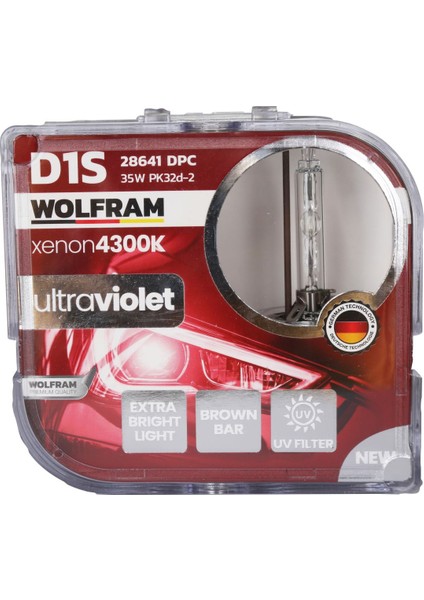 D1S Xenon Ampul 4300K Ultraviolet Mavi Cam 12V 35W 2'li
