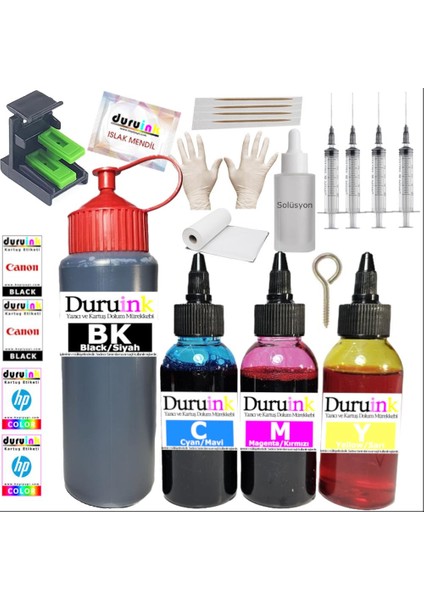 Duruınk Canon TS3450 (PG-545 CL-546) Uyumlu Kartuş Dolum Seti 500ML SİYAH+3X100ML Renkli Mürekkep