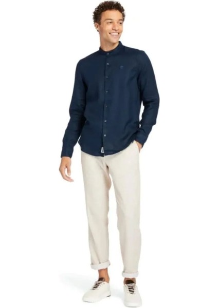 Linen Korean Collar Shirt