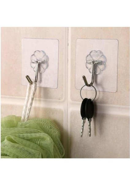 5 Li Şeffaf Askı Kendinden Yapışkanlı Banyo Mutfak Askısı Seti