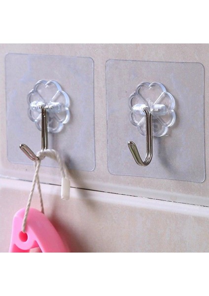 5 Li Şeffaf Askı Kendinden Yapışkanlı Banyo Mutfak Askısı Seti