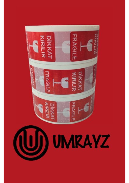 3 Adet Dikkat Kırılır Etiketli Bant 45 mm x 100 m Hotmelt Koli Bandı