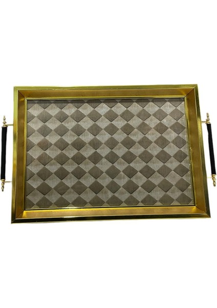 Ahşap Profil Kulplu Cam Tepsi 25X40 cm 5508