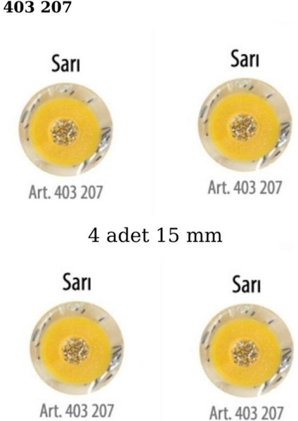 Sarı Renk 4 Adet Simli 15 mm Bebek Düğme, Bebek Kazak, Yelek, Gömlek Düğmesi 403 207