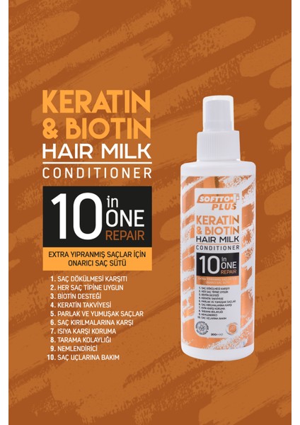 Aşırı Yıpranmış ve Saç Kaybını Azaltıcı Keratin & Biotin Saç Bakım Sütü 250 ml
