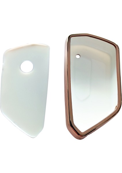 Volkswagen Golf 8 Seat Cupra Skoda Octavia Uyumlu Kumanda Anahtar Kılıfı Oto Anahtarlık Beyaz Gold indirimleri