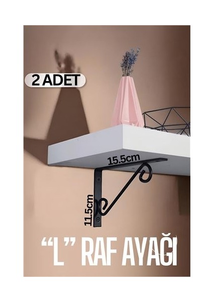 Modacar Ferforje L Raf Altı Raf Ayağı 15.5X11.5 cm 2 Adet