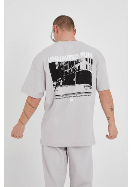 Unisex Baskılı Bisiklet Yaka Tshirt