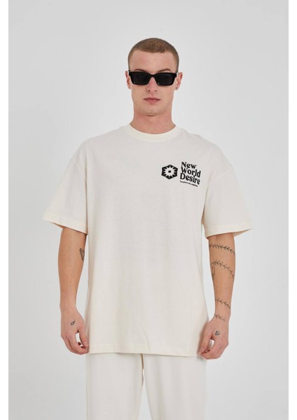 Ön Arka Baskılı Unisex Bisiklet Yaka Tişört modelleri