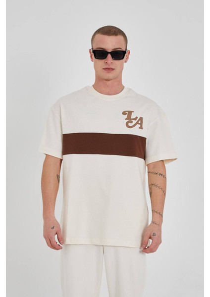 Oversize Baskılı Bisiklet Yaka Unisex Tshirt