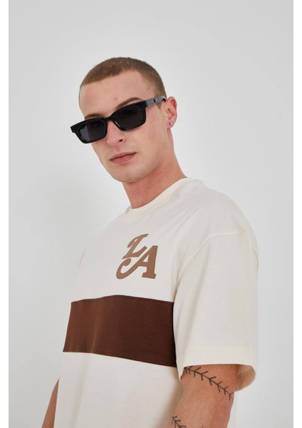 Oversize Baskılı Bisiklet Yaka Unisex Tshirt modelleri