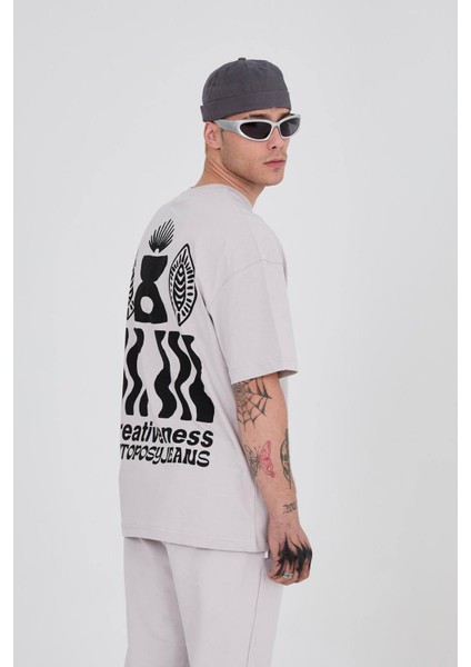 Relaxed Fit Baskılı Bisiklet Yaka Kısa Kol T-Shirt