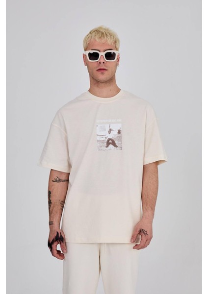 Oversize Bisiklet Yaka Baskılı Tshirt fiyatları