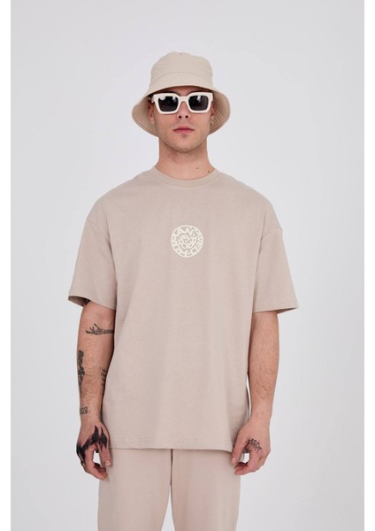 Ön Arka Baskılı Bisiklet Yaka Oversize Tshirt fiyatları