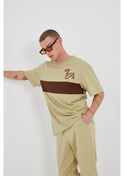 Oversize Baskılı Bisiklet Yaka Unisex Tshirt