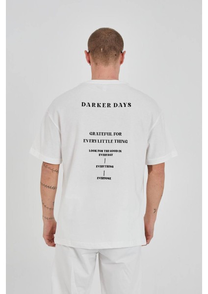 Oversize Yazı Baskılı Bisiklet Yaka Unisex Tshirt modelleri