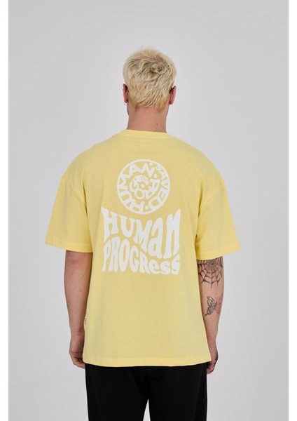 Ön Arka Baskılı Bisiklet Yaka Oversize Tshirt