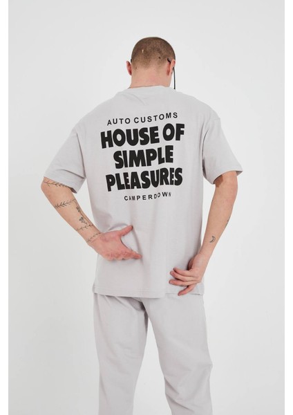 Yazı Baskılı Unisex Bisiklet Yaka Tshirt fırsatları