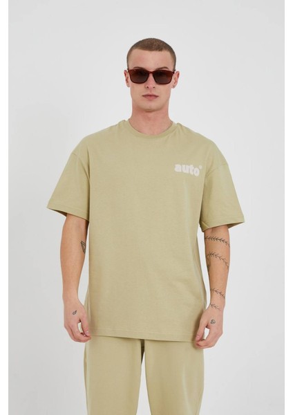 Yazı Baskılı Unisex Bisiklet Yaka Tshirt