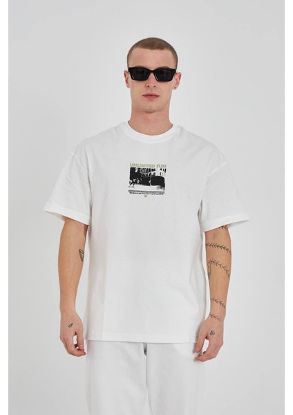 Unisex Baskılı Bisiklet Yaka Tshirt