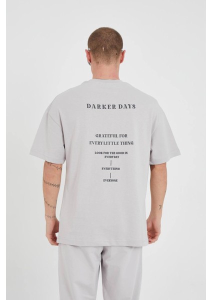 Oversize Yazı Baskılı Bisiklet Yaka Unisex Tshirt fiyatları
