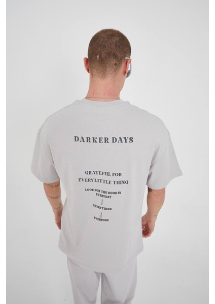 Oversize Yazı Baskılı Bisiklet Yaka Unisex Tshirt fırsatları