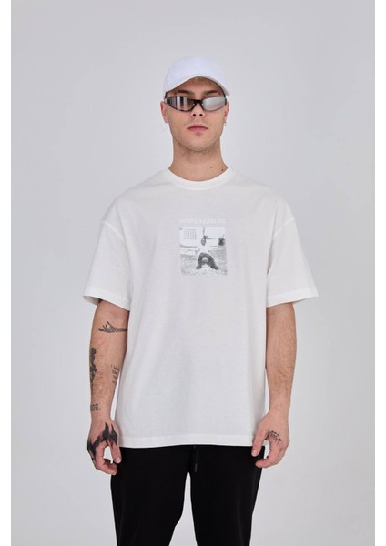 Oversize Bisiklet Yaka Baskılı Tshirt modelleri