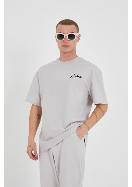 Nakış Işlemeli Oversize Bisiklet Yaka Tshirt