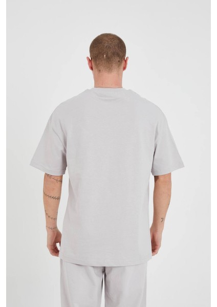 Nakış Işlemeli Oversize Bisiklet Yaka Tshirt