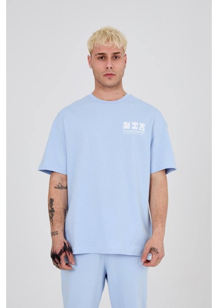 Relaxed Fit Baskılı Bisiklet Yaka Kısa Kol T-Shirt