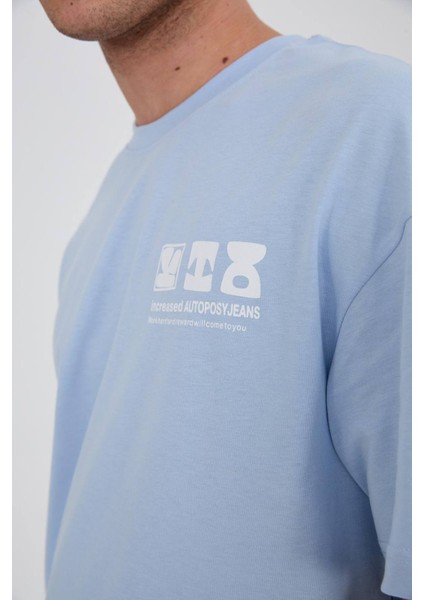 Relaxed Fit Baskılı Bisiklet Yaka Kısa Kol T-Shirt