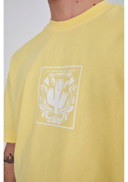 Oversize Bisiklet Yaka Ön Arka Baskılı Tshirt modelleri