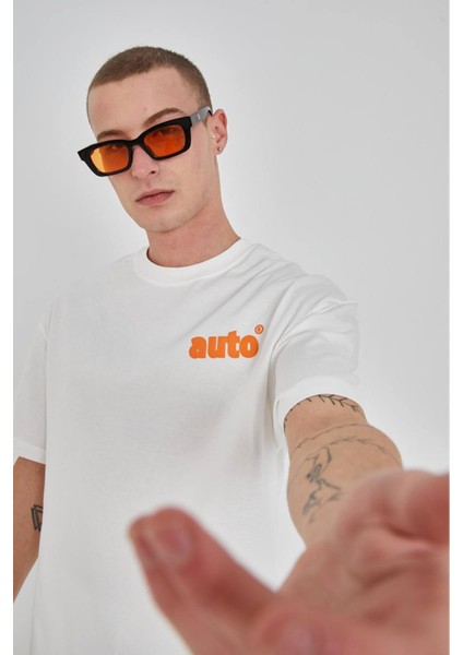 Yazı Baskılı Unisex Bisiklet Yaka Tshirt