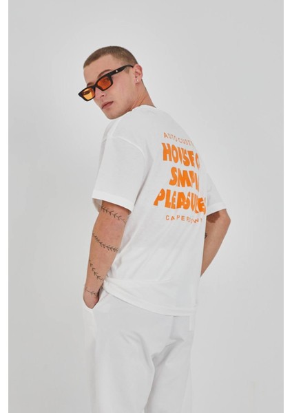 Yazı Baskılı Unisex Bisiklet Yaka Tshirt fırsatları