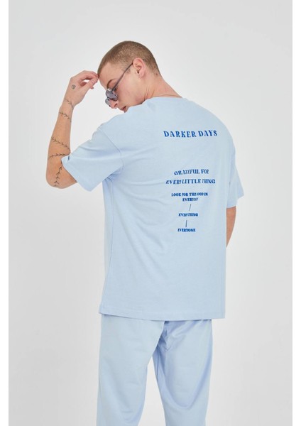 Oversize Yazı Baskılı Bisiklet Yaka Unisex Tshirt fiyatları