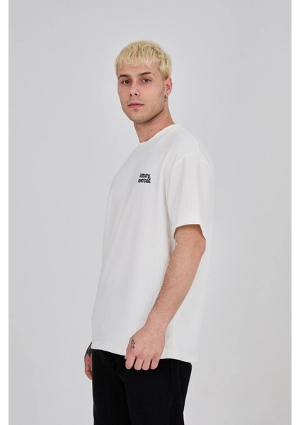 Oversize Yazı Baskılı Bisiklet Yaka Tshirt fiyatları