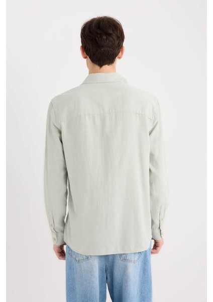 Regular Fit Pamuklu Uzun Kollu Mint Yeşili Erkek Gömlek D7079AX/GN1255