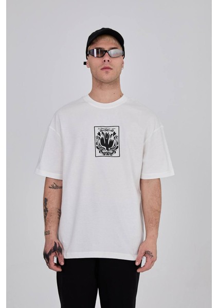 Oversize Bisiklet Yaka Ön Arka Baskılı Tshirt fiyatları