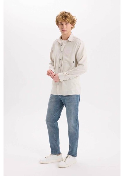 Regular Fit Pamuklu Uzun Kollu Gri Erkek Gömlek D7079AX/GR492
