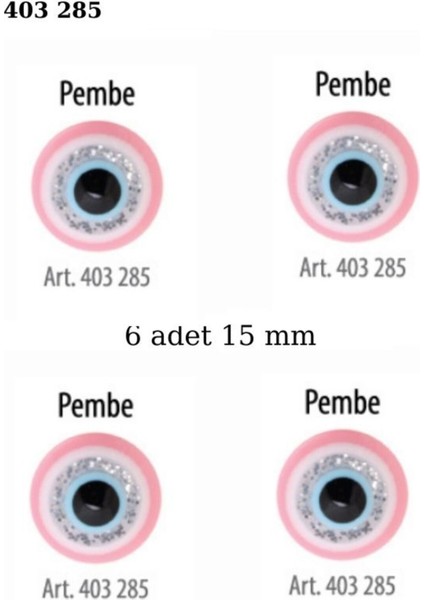 Pembe Renk Nazar Boncuklu Simli 6 Adet 15 mm Bebek Düğme, Bebek Kazak, Yelek, Gömlek Düğmesi 403 285