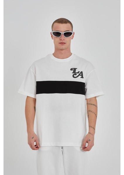Oversize Baskılı Bisiklet Yaka Unisex Tshirt