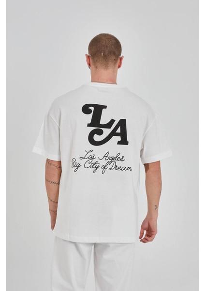 Oversize Baskılı Bisiklet Yaka Unisex Tshirt fiyatları