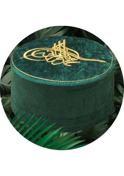 Tuğralı Yeşil Keçe Takke,tuğralı Takke,yeşil Takke,kalıplı Takke,sarıklık Takke,takke, T054