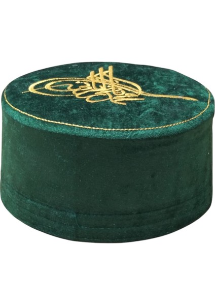 Tuğralı Yeşil Keçe Takke,tuğralı Takke,yeşil Takke,kalıplı Takke,sarıklık Takke,takke, T054