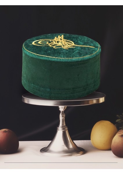 Tuğralı Yeşil Keçe Takke,tuğralı Takke,yeşil Takke,kalıplı Takke,sarıklık Takke,takke, T054