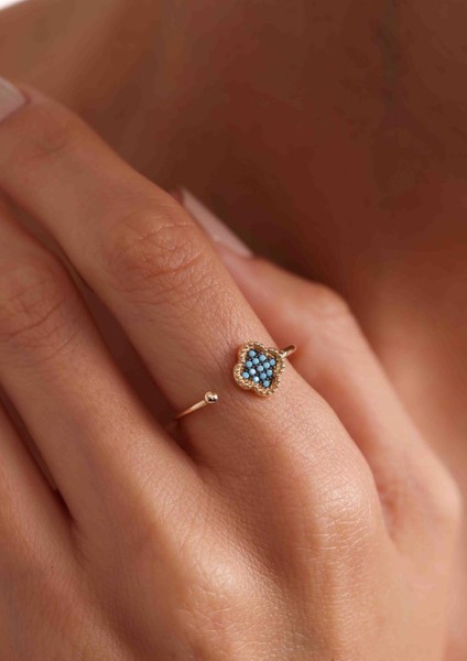 14 Ayar Altın Turkuaz Yonca Yüzük