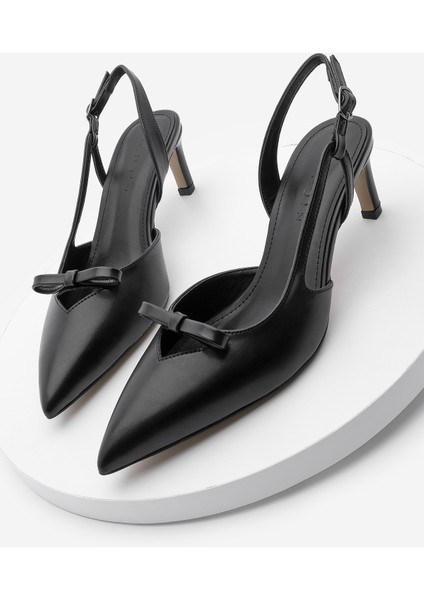Kadın Stiletto Sivri Burun Fiyonklu Topuklu Ayakkabı Forve