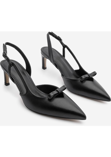 Kadın Stiletto Sivri Burun Fiyonklu Topuklu Ayakkabı Forve