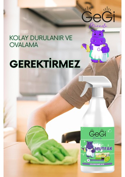 Mutfak Temizleyici Kir Yağ Sökücü Yüzeylerde Güçlü Etkili Sprey